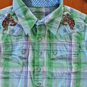 Wrangler Baby Rodeo Vintage Western Embroidered Plaid Shirt